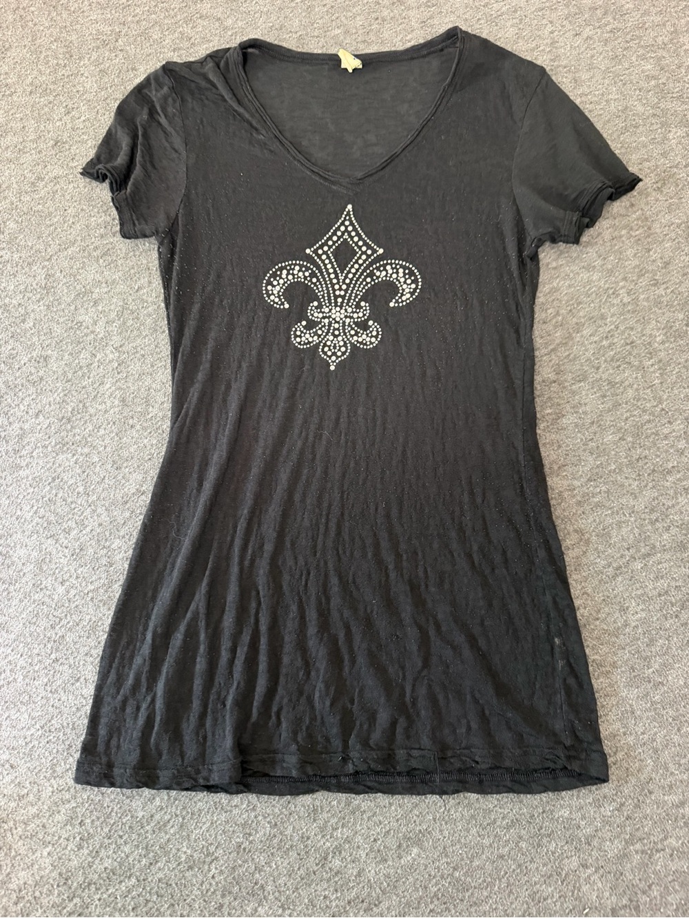 Sheer Black Rhinestone Top